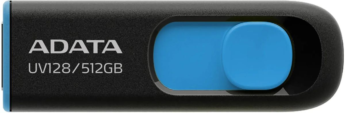 Флешка USB A-Data DashDrive UV128 512ГБ, USB3.0, черный и синий [auv128-512g-rbe]